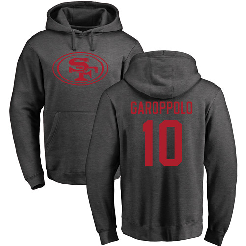 Men San Francisco 49ers Ash Jimmy Garoppolo One Color #10 Pullover NFL Hoodie Sweatshirts